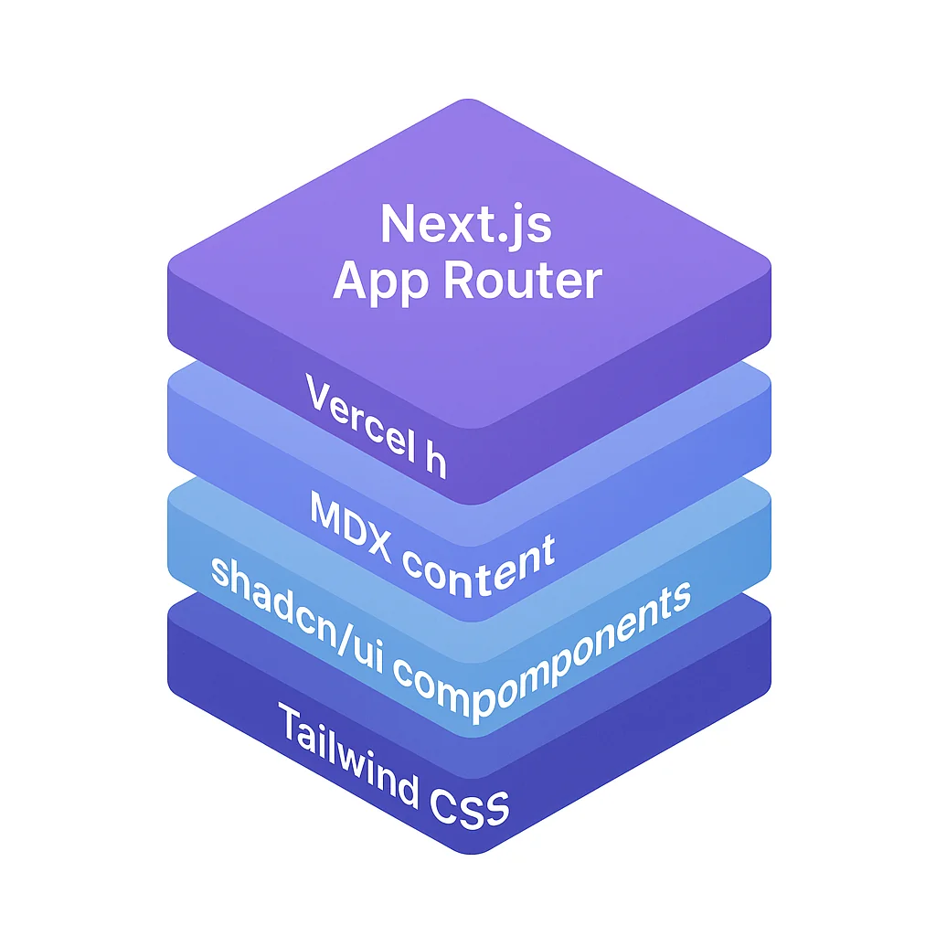 Architecture diagram showing the new Next.js stack